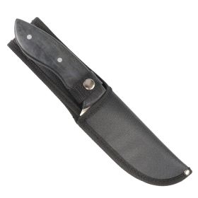 TheBoneEdge Stainless Steel Hunting knife Ridged Blade Black Handle With sheath