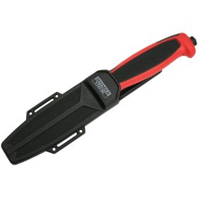 Defender-Xtreme 9.5" Red Rubber Handle Hunting Knife Stainless Steel Serrated