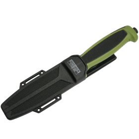 Defender-Xtreme 9.5" Green Rubber Handle Hunting Knife Stainless Steel Serrated