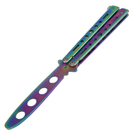 Defender 8.75" Rainbow Butterfly Knife Folding Practice Trainer Training Tools