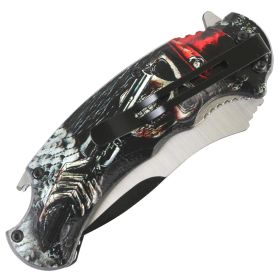 Defender-Xtreme 8.5" Pirate Gun Spring Assisted Folding Knife Stainless Bottle Opener