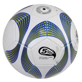 Perrini Soccer Ball Size White & Yellow Dotted Trim Outdoor Sports Official 5