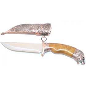 11" Dagger with Sheath Copper Color & Bear Design 