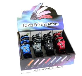 12 Piece Set of 5" Mini Tactical Push Button Spring Assisted Knife   