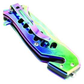 6.5" Defender Xtreme Multi Color Folding Spring Assisted Knife 