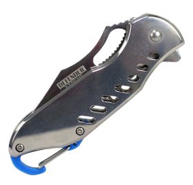 6.5" Defender Xtreme Spring Assisted Refelctive Gray Knife with Keychain Clip