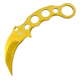 Defender-Xtreme 7.5" Tactical Combat Karambit Knife Full Tang With Sheath - Gold