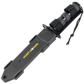 Hunt-Down 12" Black Color Fixed Blade Survival Knife - Survival Kit & Compass
