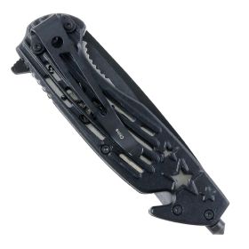 Defender 8.5" Star & Stripes Handle Spring Assisted Knife w/ Seatbelt Cutter