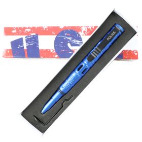 Hunt-Down New 6" Blue Ploice Tactical Pen For Self Defence with Glass Breaker