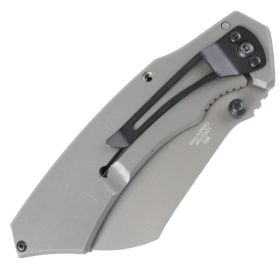 TheBoneEdge 7" Stainless Steel Spring Assisted Matte Grey Knife with Belt clip