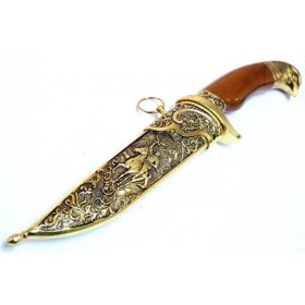 11" Dagger with Sheath Gold Color & Eagle Design 