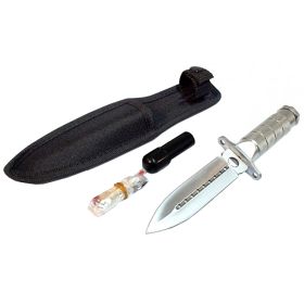 8" Silver Survival Knife With Survival Kit & Sheath