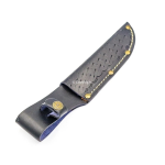 10" Black Handmade Real Leather Sheath For Fixed Hunting Blade Knife Engraved /Belt Loop