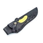 11" Black Custom Leaf Handmade Pure Leather Sheath For Fixed Blade Knife New