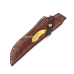 11" Brown Custom Leaf Handmade Pure Leather Sheath For Fixed Blade Knife New