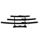 39.5" All Black Carbon Steel Blade Samurai Katana Sword 3Pcs Set With Stand 