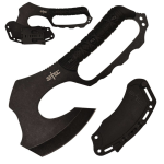 10.5" Full Tang Black Blade Knuckle Handle Tactical Axe With ABS Swivel Sheath
